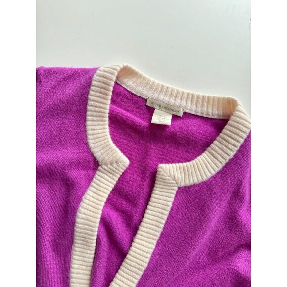 WHITE + WARREN Orchid Purple 100% Cashmere Deep V-Neck Cardigan Sweater, Size XS - Picture 7 of 14